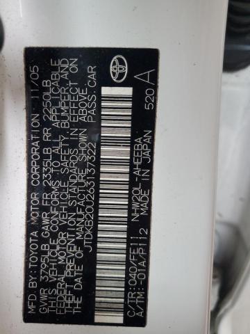 JTDKB20U263137322 - 2006 TOYOTA PRIUS WHITE photo 12