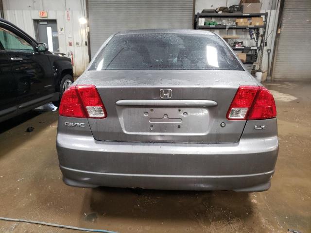 2HGES16685H548821 - 2005 HONDA CIVIC LX SILVER photo 6