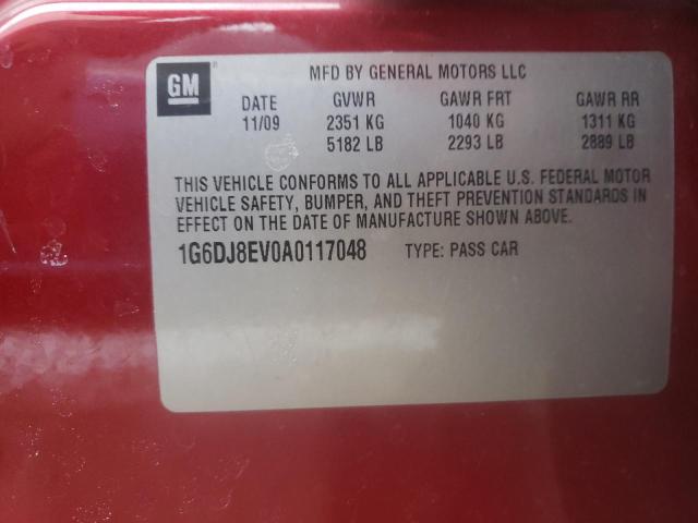 1G6DJ8EV0A0117048 - 2010 CADILLAC CTS PERFORMANCE COLLECTION RED photo 12