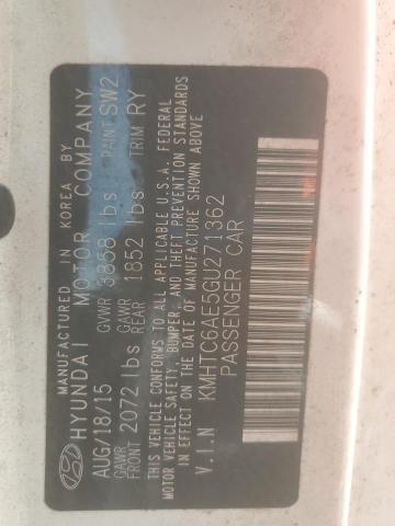 KMHTC6AE5GU271362 - 2016 HYUNDAI VELOSTER TURBO WHITE photo 12