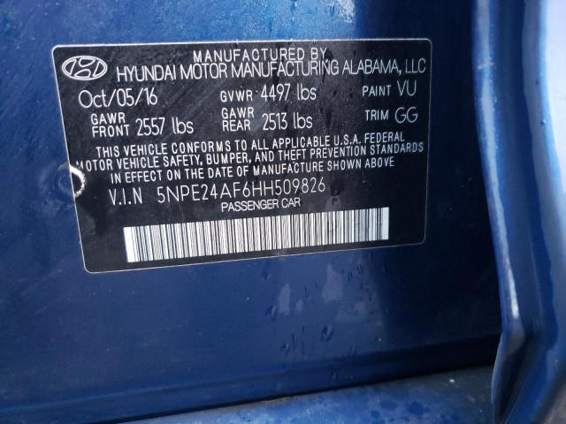 5NPE24AF6HH509826 - 2017 HYUNDAI SONATA SE BLUE photo 12