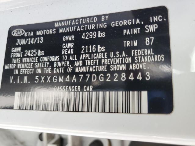 5XXGM4A77DG228443 - 2013 KIA OPTIMA LX WHITE photo 12