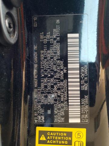 2T2ZK1BA8AC026605 - 2010 LEXUS RX 350 BLACK photo 13