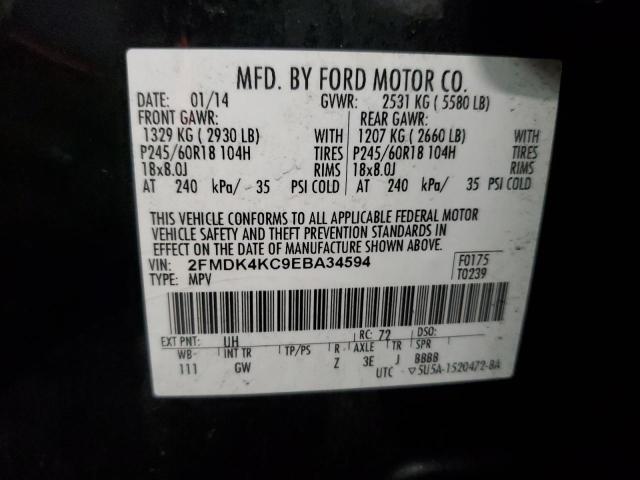 2FMDK4KC9EBA34594 - 2014 FORD EDGE LIMITED BLACK photo 13