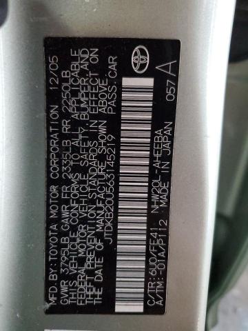 JTDKB20U563145219 - 2006 TOYOTA PRIUS Yeşil fotoğraf 12