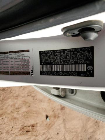 JTDBU4EE6AJ072308 - 2010 TOYOTA COROLLA BASE თეთრი ფოტო 12