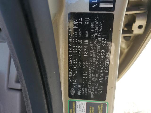 KNADH4A37B6918271 - 2011 KIA RIO BASE ოქროსფერი ფოტო 12