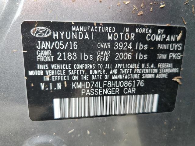 KMHD74LF8HU086176 - 2017 HYUNDAI ELANTRA SE GRAY photo 12