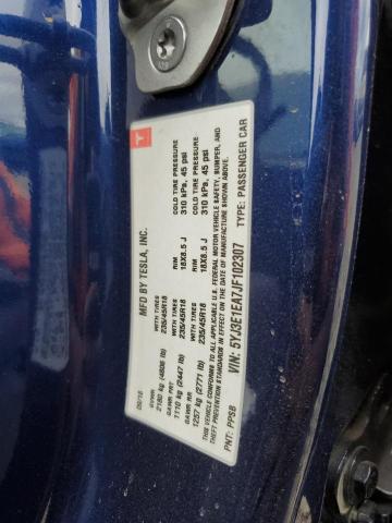 5YJ3E1EA7JF102307 - 2018 TESLA MODEL 3 Mavi foto 12