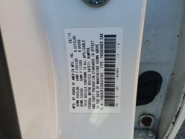 1HGCR3F00GA000565 - 2016 HONDA ACCORD EXL 白色 照片 12