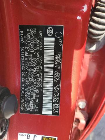 JTDKN3DUXF0405865 - 2015 TOYOTA PRIUS 红色 照片 12