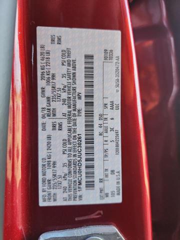 1FMCU0HD5JUC30261 - 2018 FORD ESCAPE SEL Бордовый фото 13