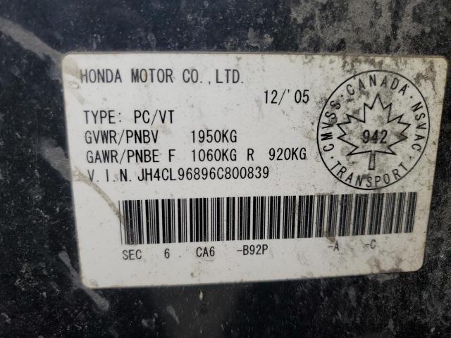 JH4CL96896C800839 - 2006 ACURA TSX BLACK photo 13