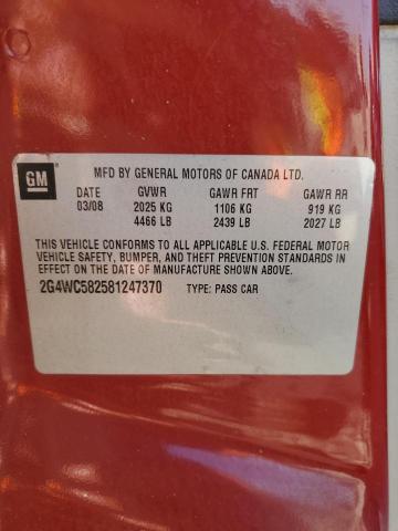 2G4WC582581247370 - 2008 BUICK LACROSSE CX წითელი ფოტო 12