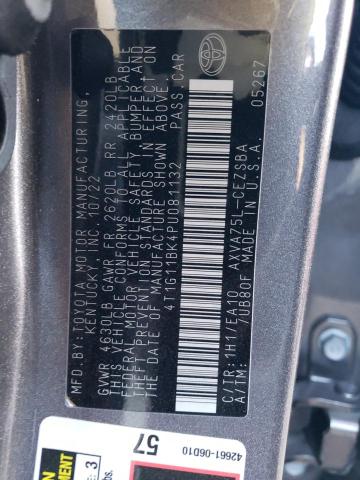 4T1G11BK4PU081132 - 2023 TOYOTA CAMRY SE NIGHT SHADE GRAY photo 12