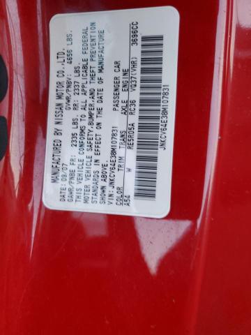 JNKCV64E38M107831 - 2008 INFINITI G37 BASE RED photo 13