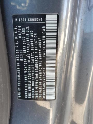 3VW817AU4FM024251 - 2015 VOLKSWAGEN GOLF GRAY photo 12