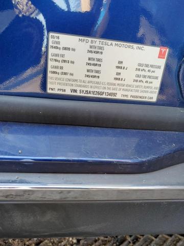 5YJSA1E26GF134092 - 2016 TESLA MODEL S ლურჯი ფოტო 12