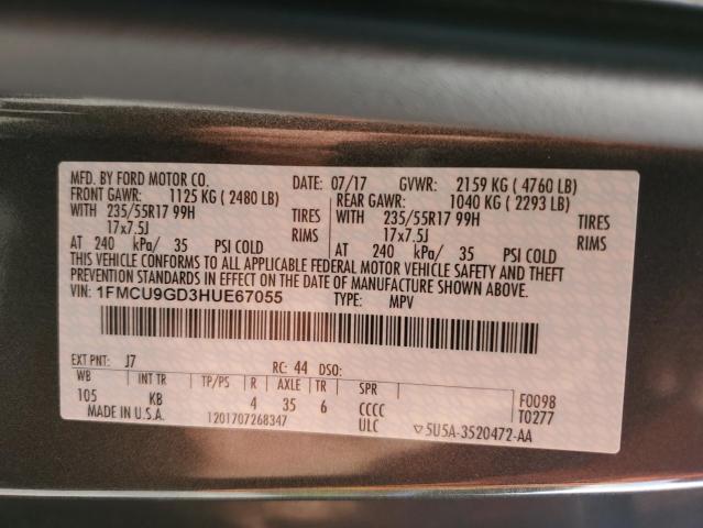 1FMCU9GD3HUE67055 - 2017 FORD ESCAPE SE გრაფიტი ფოტო 13