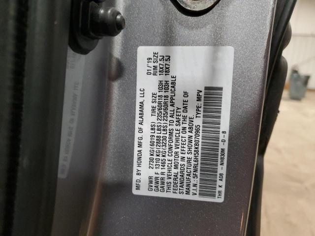 5FNRL6H58KB070965 - 2019 HONDA ODYSSEY EX GRAY photo 12