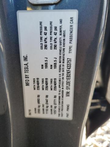 5YJ3E1EB2KF433757 - 2019 TESLA MODEL 3 Сұр фото 12