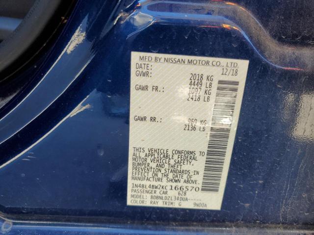 1N4BL4BW2KC166570 - 2019 NISSAN ALTIMA S Көк фото 13