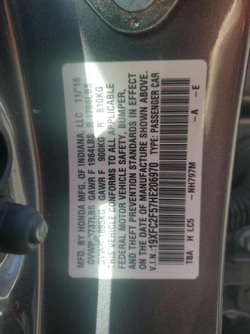 19XFC2F57HE206970 - 2017 HONDA CIVIC LX GRAY photo 12