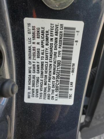 19XFC1F35GE217683 - 2016 HONDA CIVIC EX BLACK photo 12