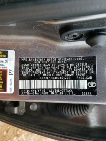 4T1BF1FK3HU454703 - 2017 TOYOTA CAMRY LE GRAY photo 12
