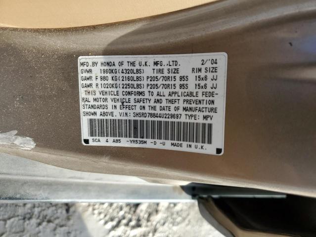 SHSRD78844U229697 - 2004 HONDA CR-V EX GOLD photo 13