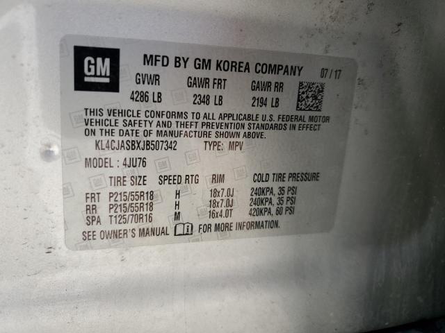 KL4CJASBXJB507342 - 2018 BUICK ENCORE PREFERRED Күміс фото 13