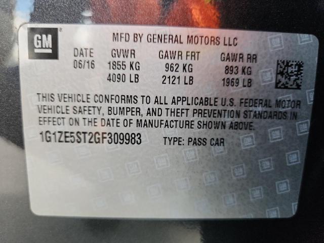 1G1ZE5ST2GF309983 - 2016 CHEVROLET MALIBU LT CHARCOAL photo 12