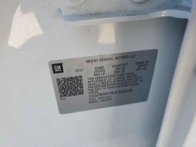 1G1ZB5ST8JF113238 - 2018 CHEVROLET MALIBU LS Biały zdjęcie 12