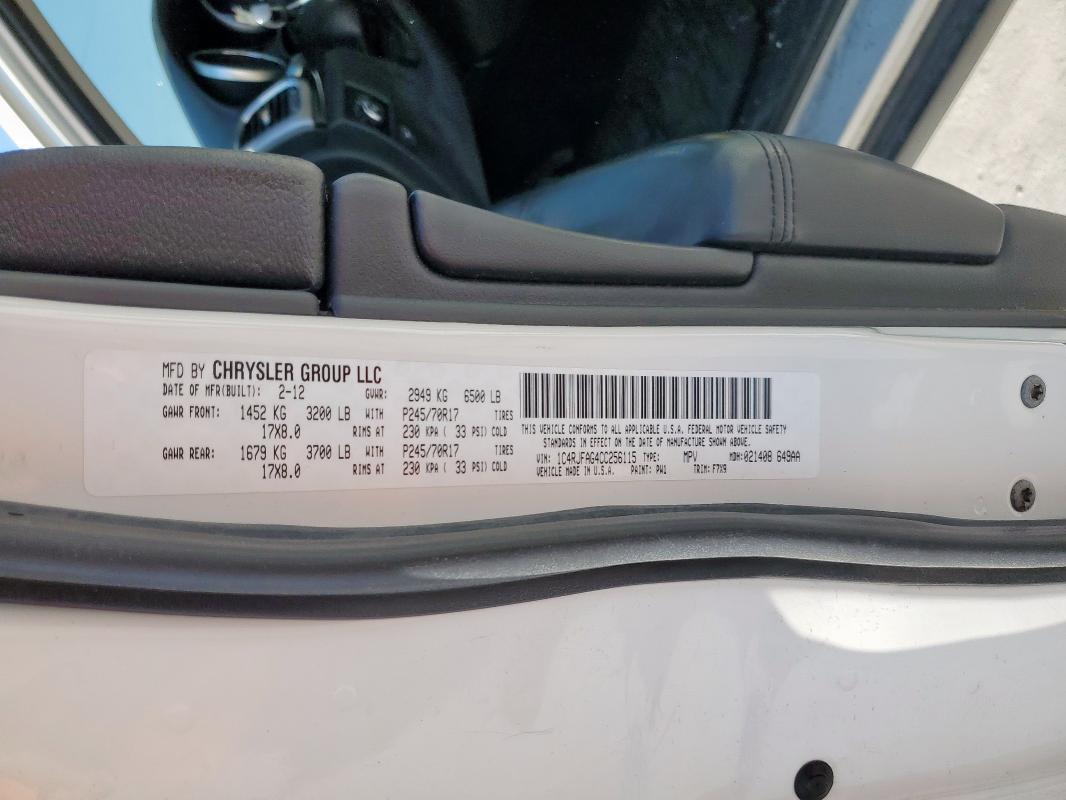 1C4RJFAG4CC256115 - 2012 JEEP GRAND CHEROKEE LAREDO 白色 照片 13