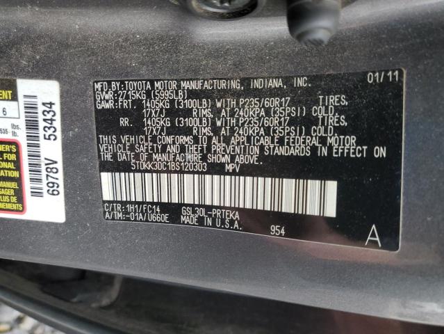 5TDKK3DC1BS120303 - 2011 TOYOTA SIENNA LE GRAY photo 13