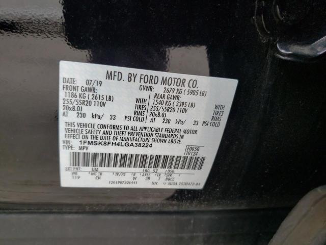 1FMSK8FH4LGA38224 - 2020 FORD EXPLORER LIMITED BLACK photo 13