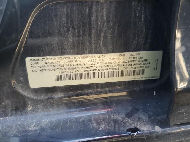 3VWRM71K48M123004 - 2008 VOLKSWAGEN JETTA SE BLACK photo 12