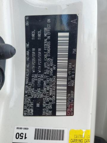 5TDDK3DC4GS142649 - 2016 TOYOTA SIENNA XLE Ağ foto 14