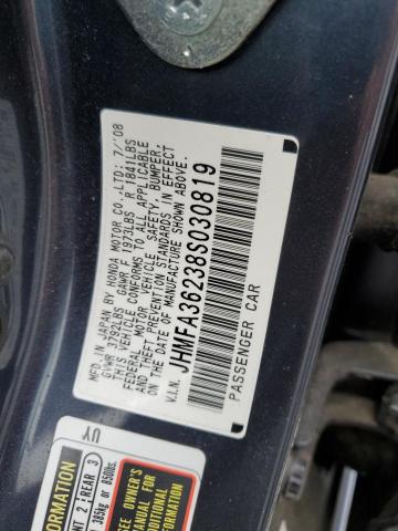 JHMFA36238S030819 - 2008 HONDA CIVIC HYBRID 蓝色 照片 13