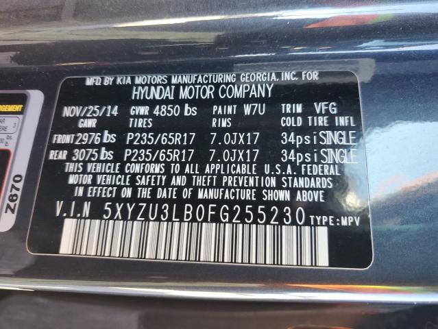 5XYZU3LB0FG255230 - 2015 HYUNDAI SANTA FE S BLUE photo 13