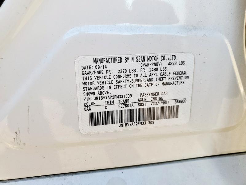 JN1BV7AP2FM331309 - 2015 INFINITI Q50 BASE Ақ фото 13