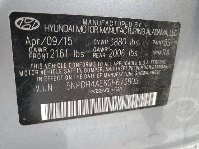 5NPDH4AE6GH673805 - 2016 HYUNDAI ELANTRA SE GRAY photo 12