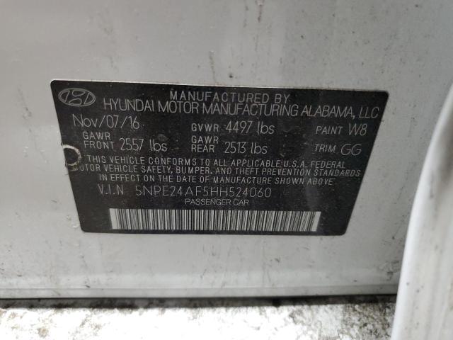 5NPE24AF5HH524060 - 2017 HYUNDAI SONATA SE Ақ фото 12