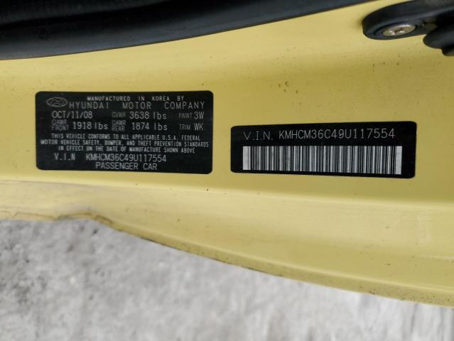 KMHCM36C49U117554 - 2009 HYUNDAI ACCENT GS YELLOW photo 12