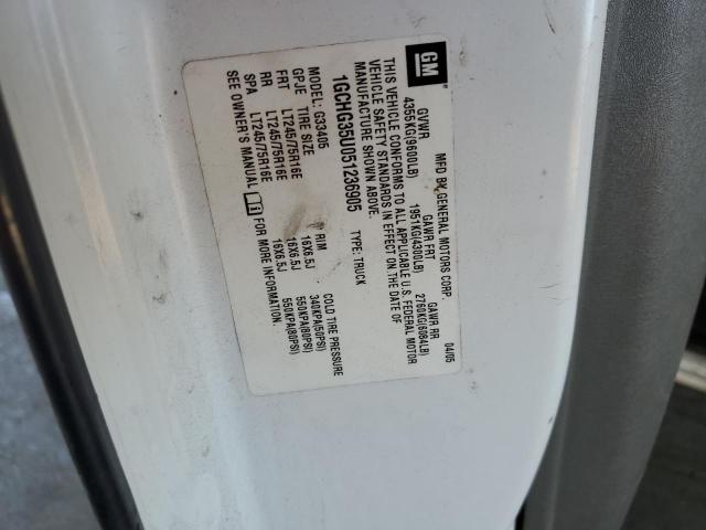 1GCHG35U051236905 - 2005 CHEVROLET EXPRESS G3 WHITE photo 12