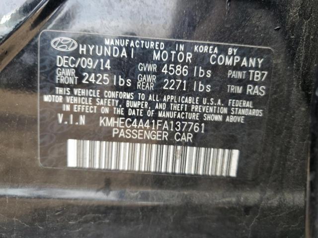 KMHEC4A41FA137761 - 2015 HYUNDAI SONATA HYBRID BLACK photo 12