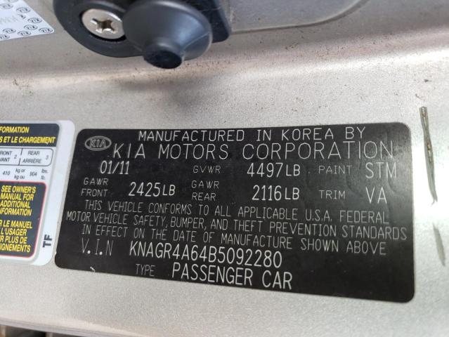 KNAGR4A64B5092280 - 2011 KIA OPTIMA SX SILVER photo 12