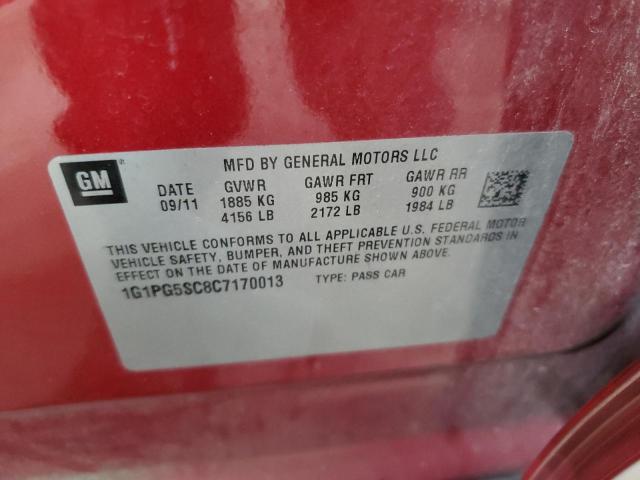 1G1PG5SC8C7170013 - 2012 CHEVROLET CRUZE LT 红色 照片 12