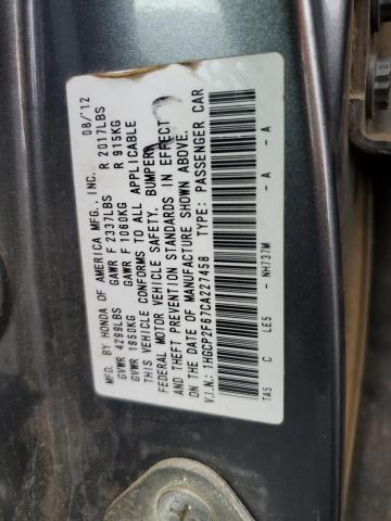 1HGCP2F67CA227458 - 2012 HONDA ACCORD SE GRAY photo 12