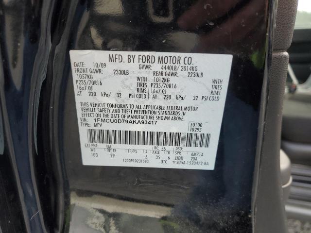 1FMCU0D79AKA93417 - 2010 FORD ESCAPE XLT BLACK photo 12